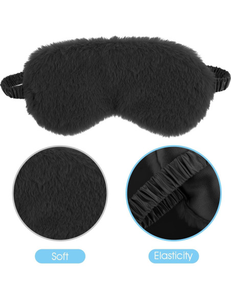 2 Pcs Máscaras de Ojos Terciopelo Negro Suave para Dormir 2 Pcs Máscaras de Ojos Terciopelo Negro Suave para Dormir