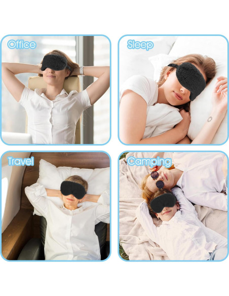 2 Pcs Máscaras de Ojos Terciopelo Negro Suave para Dormir 2 Pcs Máscaras de Ojos Terciopelo Negro Suave para Dormir