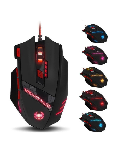 Ratón Gaming Zelotes T90 USB 9200 DPI Ergonómico Negro