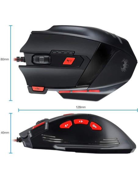 Ratón Gaming Zelotes T90 USB 9200 DPI Ergonómico Negro