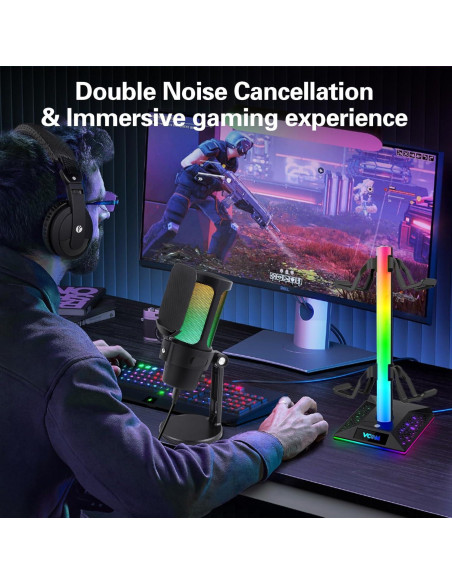 Micrófono USB VCOM M902 Gaming con RGB y Soporte Micrófono USB VCOM M902 Gaming con RGB y Soporte