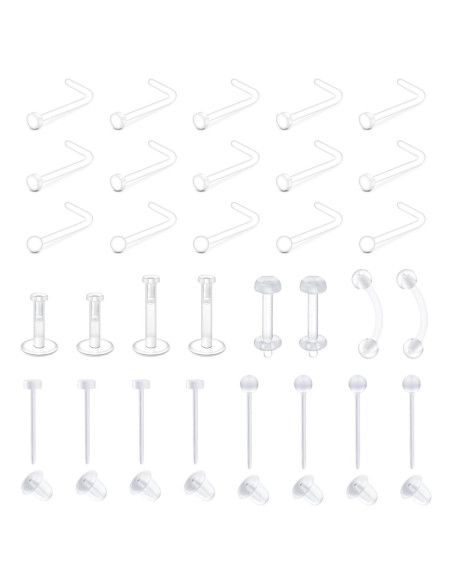 Studs de Nariz Transparentes MODRSA 20g para Cirugía y Deporte Studs de Nariz Transparentes MODRSA 20g para Cirugía y Deporte
