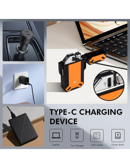 Encendedor de Campamento TIKETT TK6 Naranja Recargable USB Encendedor de Campamento TIKETT TK6 Naranja Recargable USB