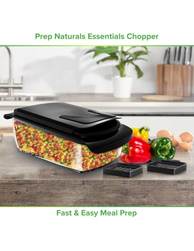 Picador de Verduras Prep Naturals 4 en 1 Negro con Contenedor