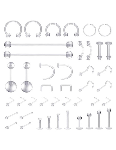 Conjunto de Retenedores de Piercing Transparentes Intera - 43 Piezas Conjunto de Retenedores de Piercing Transparentes Intera - 43 Piezas