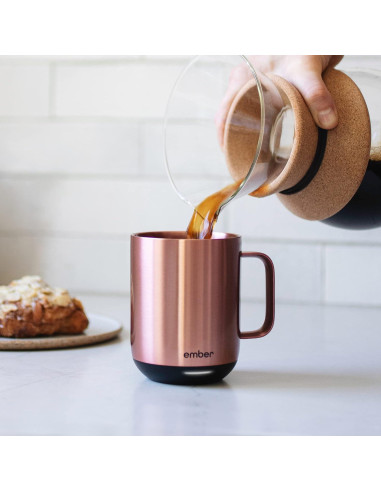 Taza Inteligente Ember 10 oz Oro Rosa + Espumador Zulay