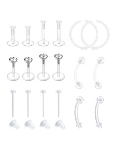 Pendientes Transparentes QWALIT 20g y 18g para Nariz y Cartílago