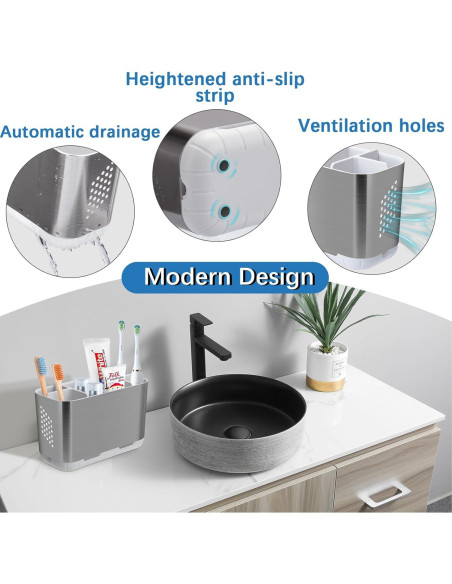 Soporte para Cepillos de Dientes LAFARA Desmontable Antideslizante Soporte para Cepillos de Dientes LAFARA Desmontable Antideslizante