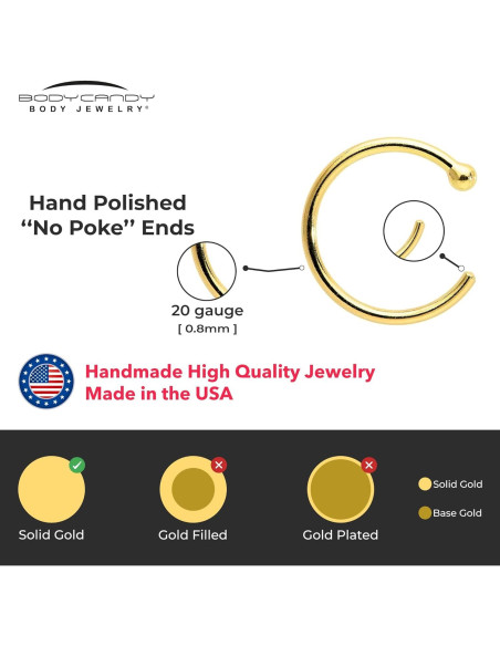 Aro de Nariz de Oro Amarillo 18k Body Candy 20 Gauge 8 mm Aro de Nariz de Oro Amarillo 18k Body Candy 20 Gauge 8 mm