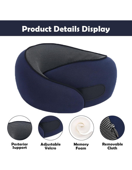 Almohada de Cuello Ergonómica MQZAYZ Azul para Viajes Almohada de Cuello Ergonómica MQZAYZ Azul para Viajes