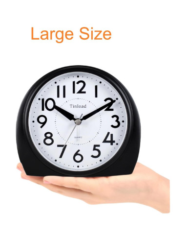 Reloj de Alarma Analógico Tinload 5.5" Silencioso Negro