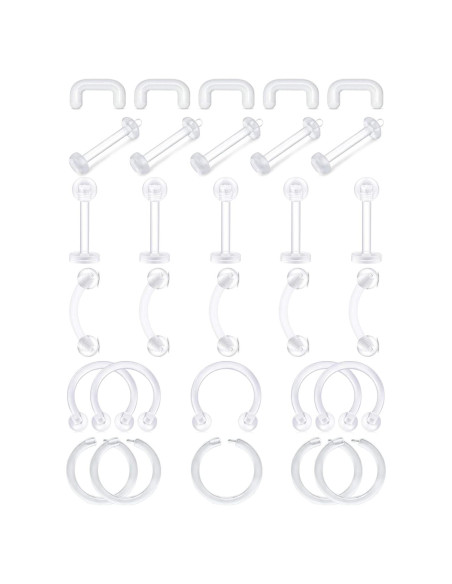 D.Bella 30 Piezas Retenedores de Piercing Hipoalergénicos 16G D.Bella 30 Piezas Retenedores de Piercing Hipoalergénicos 16G