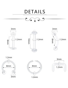 D.Bella 30 Piezas Retenedores de Piercing Hipoalergénicos 16G 2