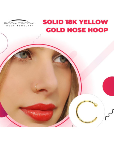 Aro de Nariz de Oro Amarillo 18k Body Candy 20 Gauge 8 mm