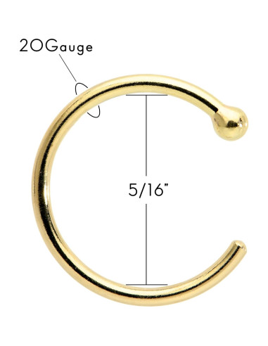 Aro de Nariz de Oro Amarillo 18k Body Candy 20 Gauge 8 mm