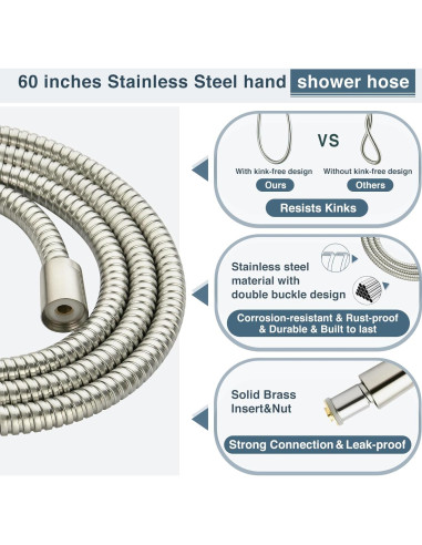 Sistema de Ducha BRIGHT SHOWERS con Cabezal de Lluvia 9" y Manguera 152.4 cm