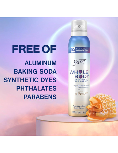 Desodorante en Spray Secret para Todo el Cuerpo 99g - Leche de Almendra y Miel Desodorante en Spray Secret para Todo el Cuerpo 99g - Leche de Almendra y Miel