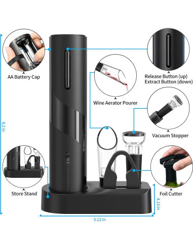 Juego de Abridor de Vino Eléctrico Foibong 4 en 1 Accesorios