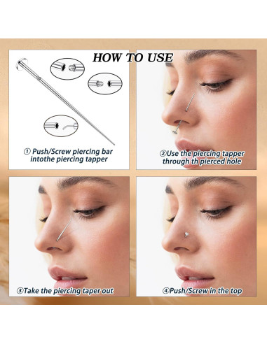 Kit de Herramientas de Agarre para Piercing GEMQUEEN 16G 18G