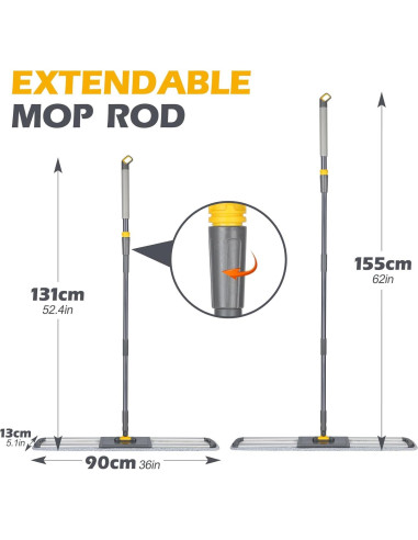Mop Comercial MASTERTOP 91.44 cm con Mango Ajustable 157.48 cm