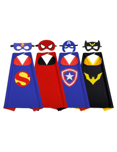 Capas de Superhéroe para Niños 70x70 cm - 4 Piezas Azul