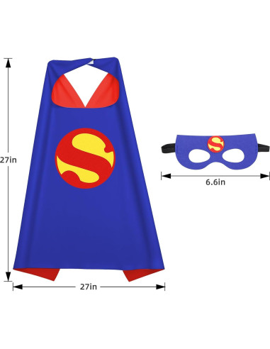Capas de Superhéroe para Niños 70x70 cm - 4 Piezas Azul