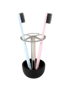 Soporte organizador de cepillos de dientes CozyCabin acero inoxidable negro