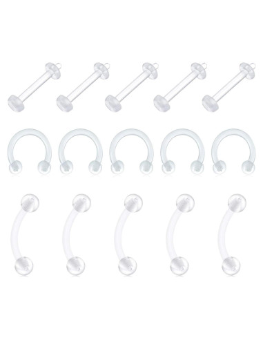 D.Bella 15 Pcs Aros de Nariz y Labio Hipoalergénicos 16G