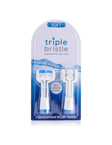 Cabezal de Cepillo Triple Bristle - Repuesto Azul - Paquete de 2 Cabezal de Cepillo Triple Bristle - Repuesto Azul - Paquete de 2