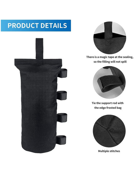 Juego de 4 Bolsas de Peso para Toldo Joramoy 13.61 kg Negro Juego de 4 Bolsas de Peso para Toldo Joramoy 13.61 kg Negro