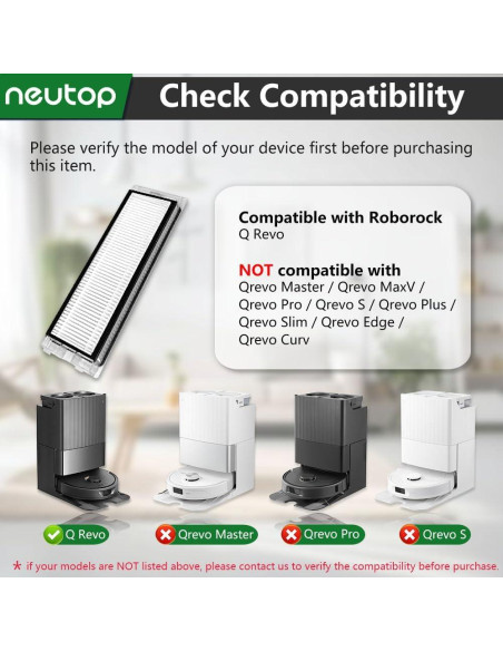 Filtros HEPA Neutop para Aspiradora Robot Roborock Q Revo - 8 Unidades Filtros HEPA Neutop para Aspiradora Robot Roborock Q Revo - 8 Unidades