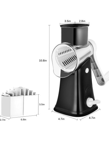 Rallador de Queso Rotatorio VEKAYA 5 en 1 Acero Inoxidable