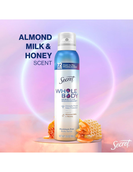 Desodorante en Spray Secret para Todo el Cuerpo 99g - Leche de Almendra y Miel Desodorante en Spray Secret para Todo el Cuerpo 99g - Leche de Almendra y Miel