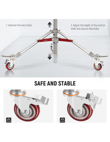 Soporte de Luz NEEWER de Acero Inoxidable 240cm con Ruedas