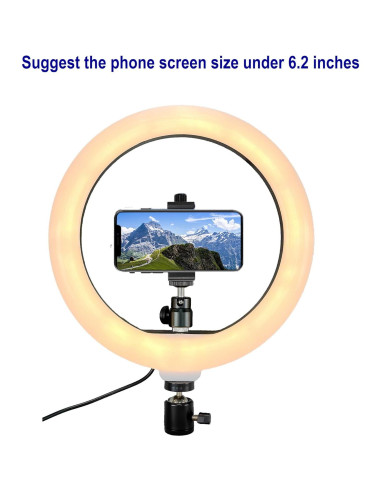 Luz de Anillo LED 10" AceTaken con Soporte para Teléfono