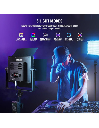 Panel de Luz LED RGB NEEWER PL60C 60W 23000Lux Control APP/DMX