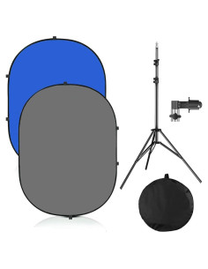 Fondo Chromakey Plegable 2-en-1 Azul Gris 150x200cm con Soporte