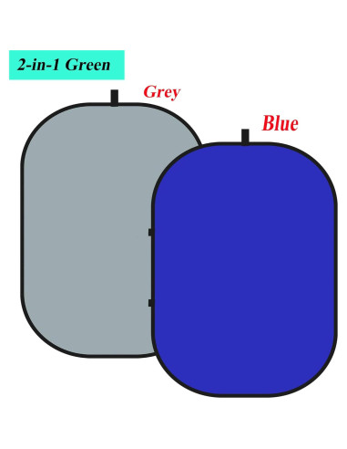 Fondo Chromakey Plegable 2-en-1 Azul Gris 150x200cm con Soporte