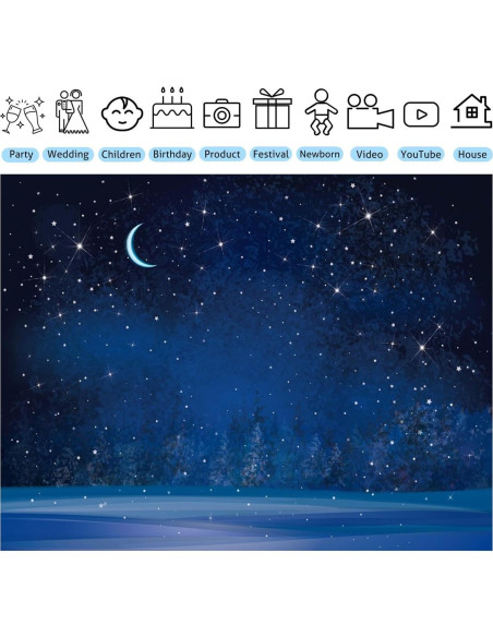 Fondo Fotográfico 3x2.5m Fmarui Noche Estrellada Navidad Fondo Fotográfico 3x2.5m Fmarui Noche Estrellada Navidad