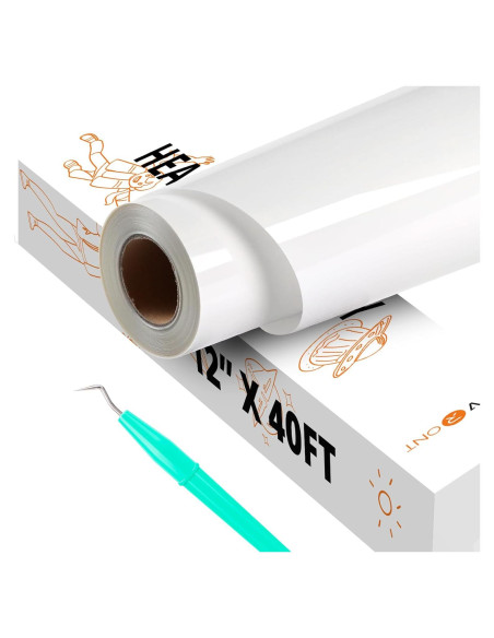 Vinilo de Transferencia de Calor HTVRONT Blanco 30.48cm x 12.19m Vinilo de Transferencia de Calor HTVRONT Blanco 30.48cm x 12.19m