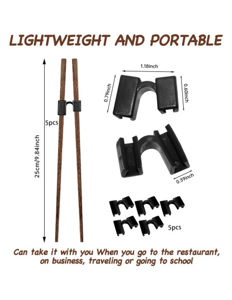 5 Pares de Palillos de Entrenamiento Reutilizables Wenge 22.5cm 5 Pares de Palillos de Entrenamiento Reutilizables Wenge 22.5cm