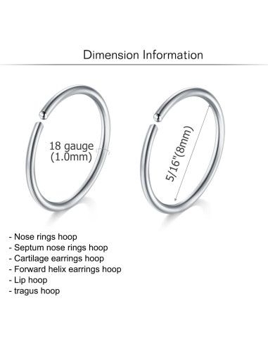 MODRSA 24pcs Aros Nasales Acero Quirúrgico 18g Hipoalergénico