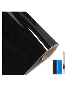 Envoltura de Vinilo Negro Brillante LZLRUN 30.48x152.4 cm
