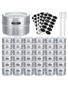 Juego de 36 Tarros de Especias Magnéticos CHENGU Acero Inoxidable