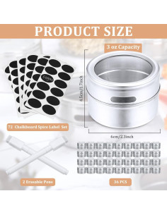 Juego de 36 Tarros de Especias Magnéticos CHENGU Acero Inoxidable 2