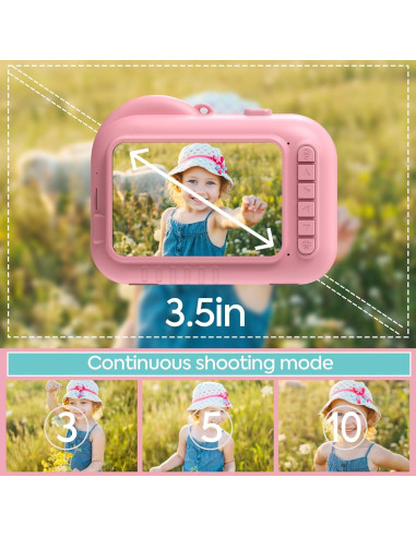 Cámara Instantánea YosaToo KC8 para Niños 3.5" Rosa