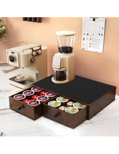 Soporte Organizador para K Cup OCERAVE Madera Nogal 30 Cápsulas