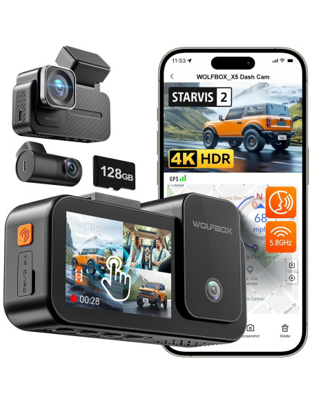 Cámara de tablero WOLFBOX i07 3 canales 4K HD con visión nocturna Cámara de tablero WOLFBOX i07 3 canales 4K HD con visión nocturna