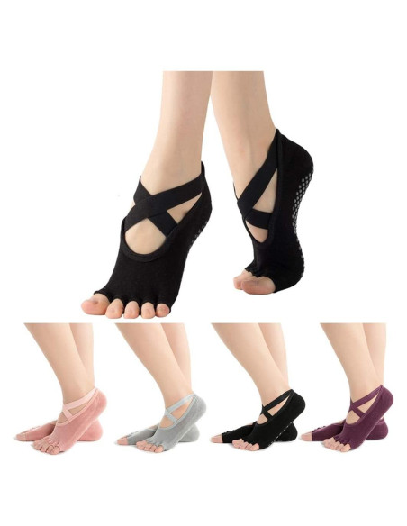 Calcetines Antideslizantes de Pilates y Yoga Pengxiaomei - 4 Pares Calcetines Antideslizantes de Pilates y Yoga Pengxiaomei - 4 Pares