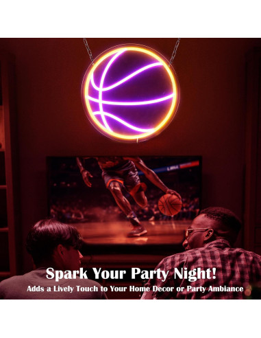 Luz de Neón Baloncesto LED Regulable 32x32 cm USB SunKite